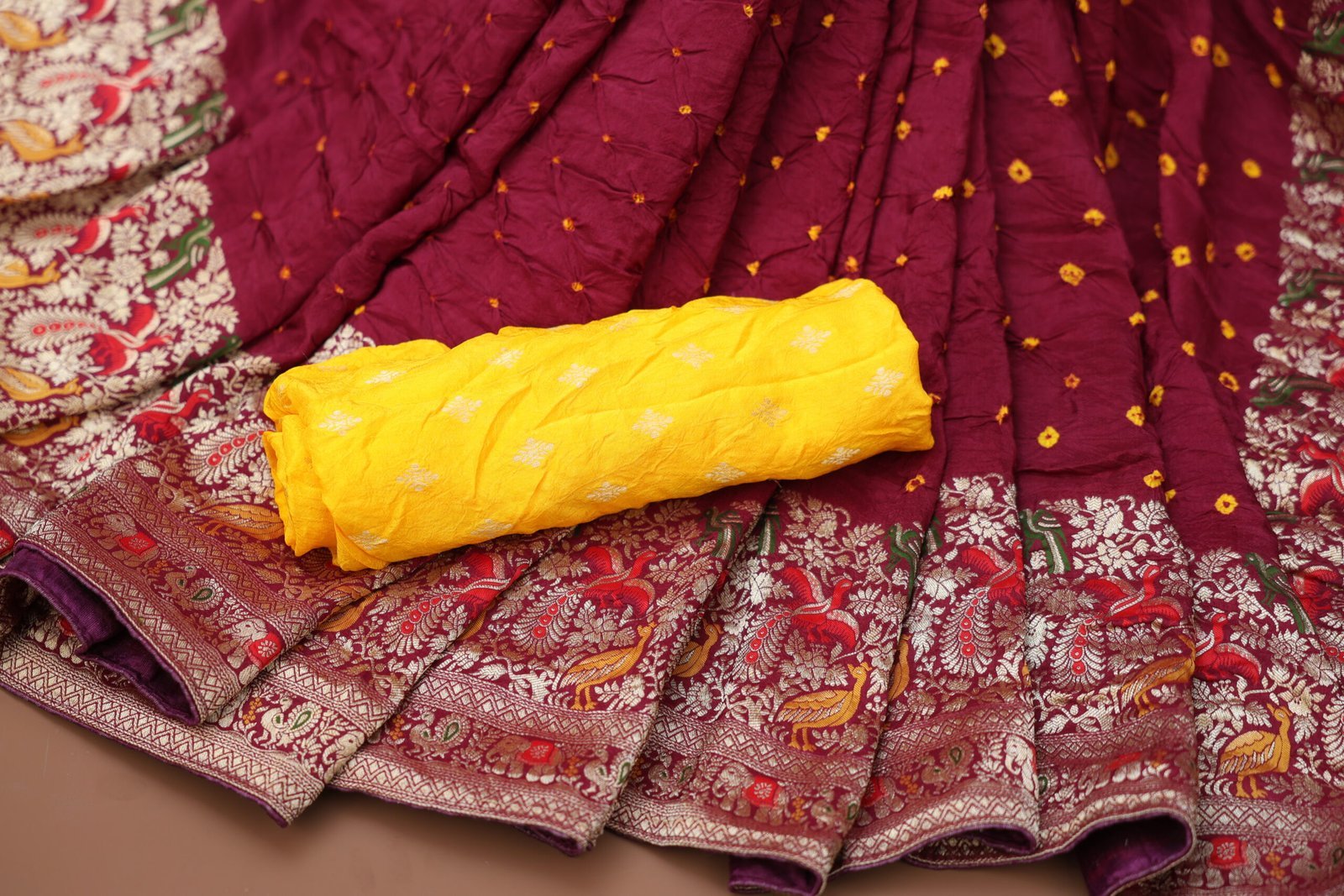 Zestful Bandhani Silk Saree - Image 3