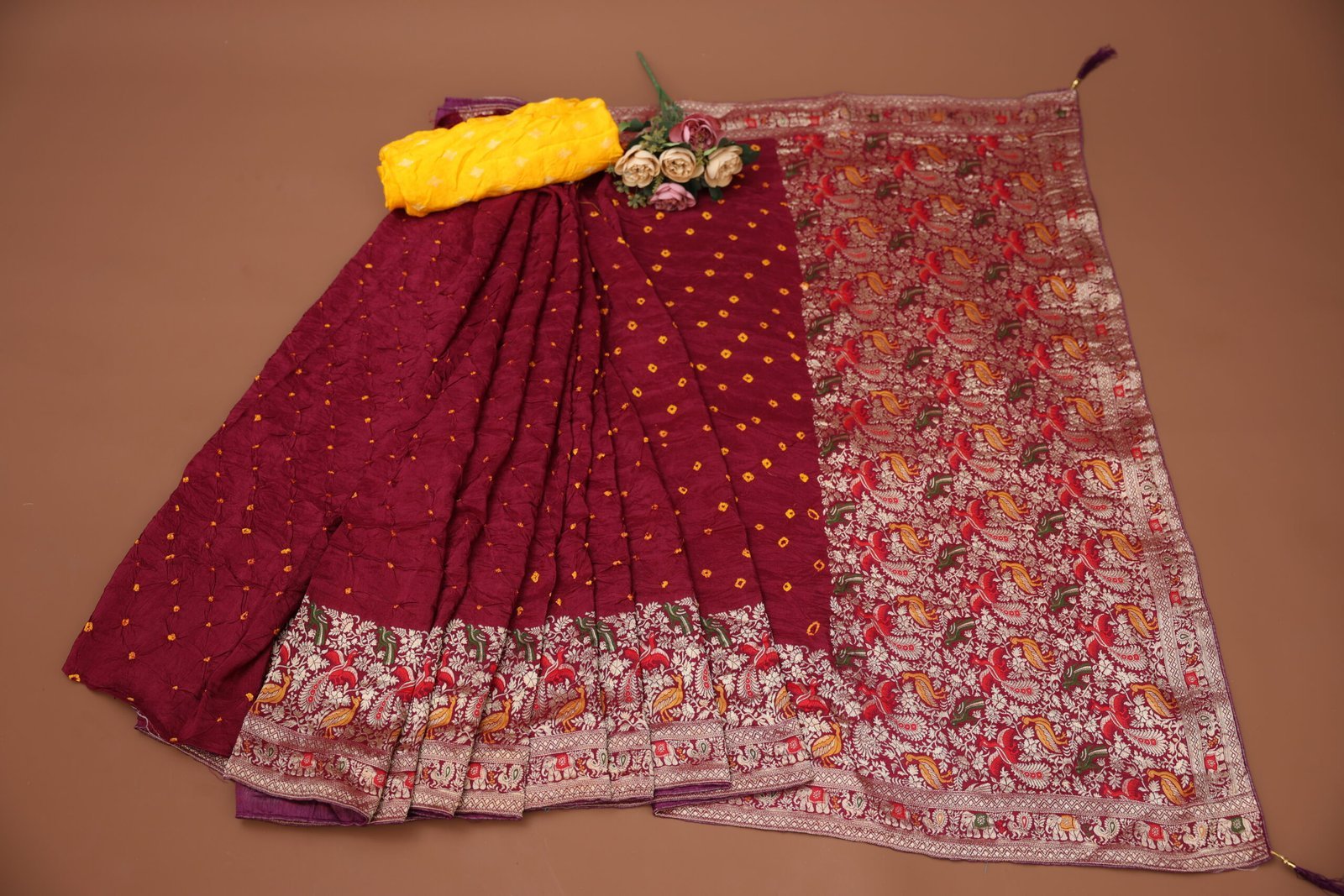Zestful Bandhani Silk Saree - Image 2