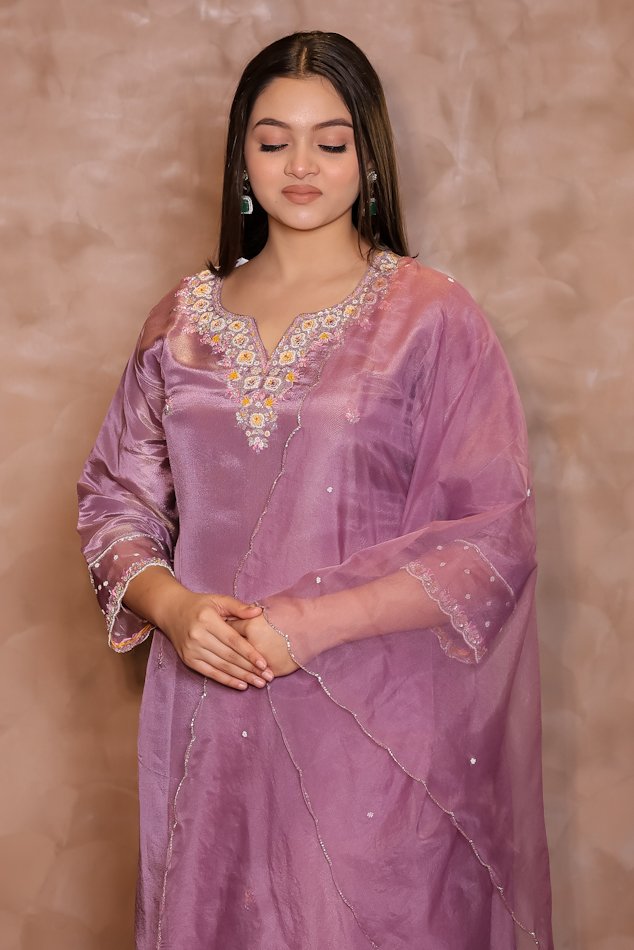 Rasiq Lavender Stitched Suit Set - Image 2