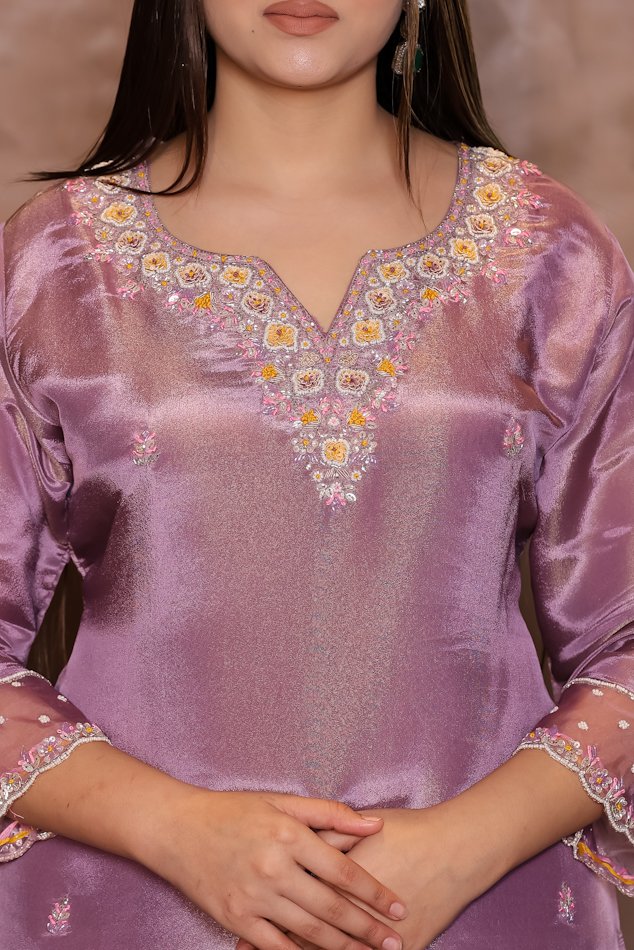 Rasiq Lavender Stitched Suit Set - Image 4