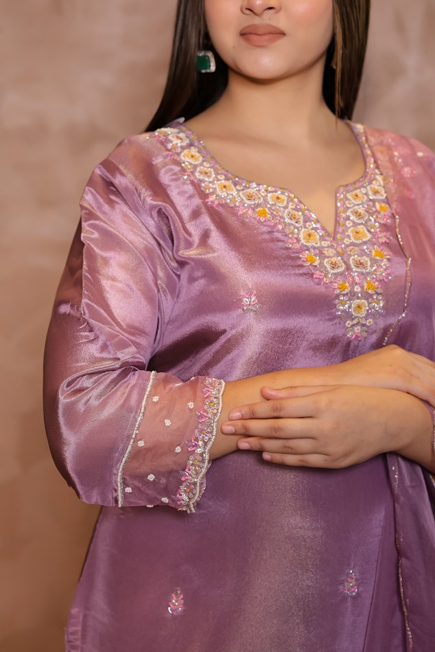 Rasiq Lavender Stitched Suit Set - Image 5