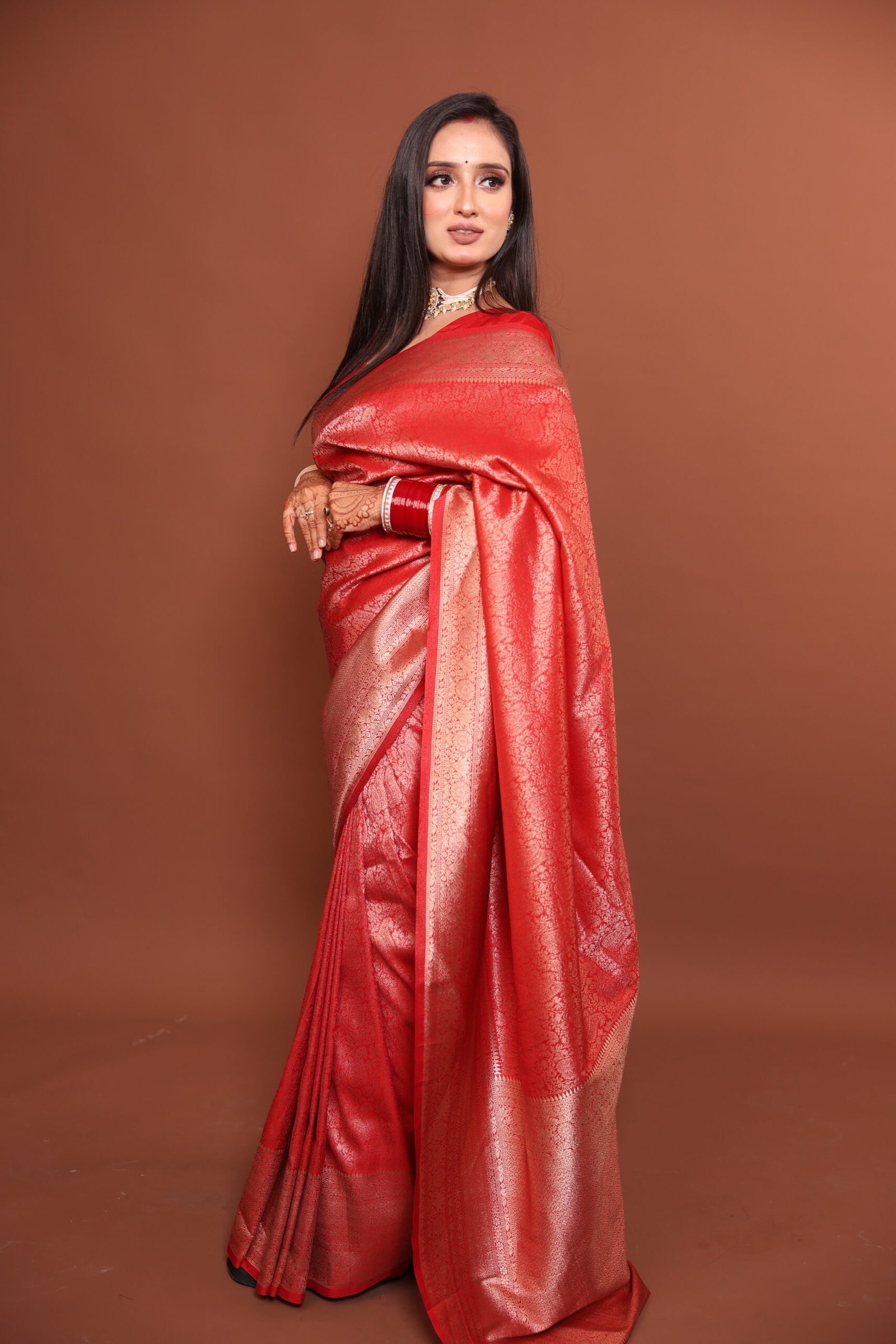 Soft Silk Saree - Red - Image 2