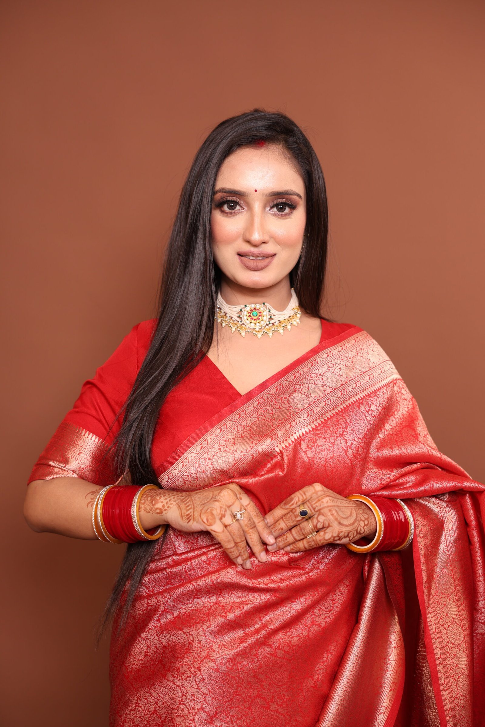Soft Silk Saree - Red - Image 8