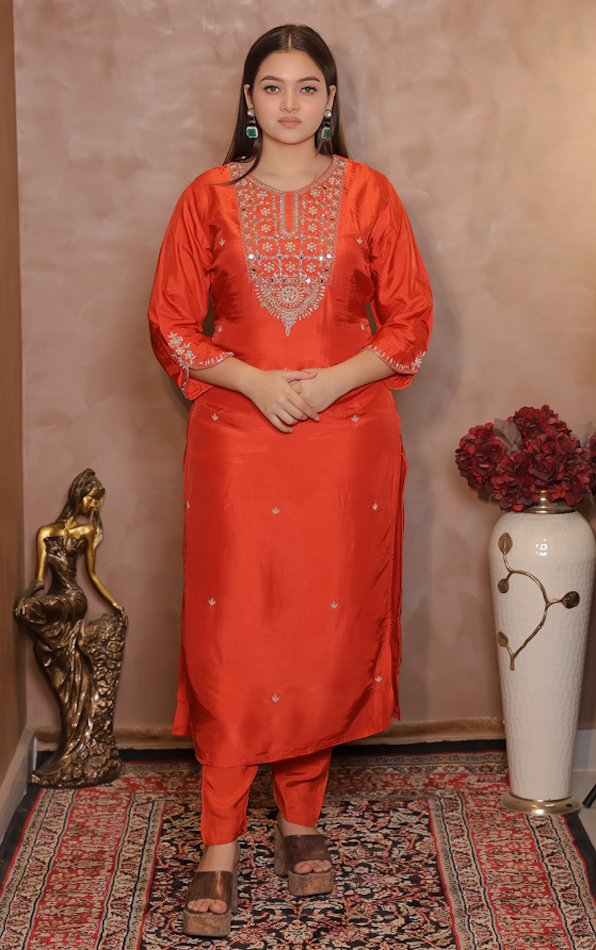 Rasiq Rust Stitched Suit Set - Image 2