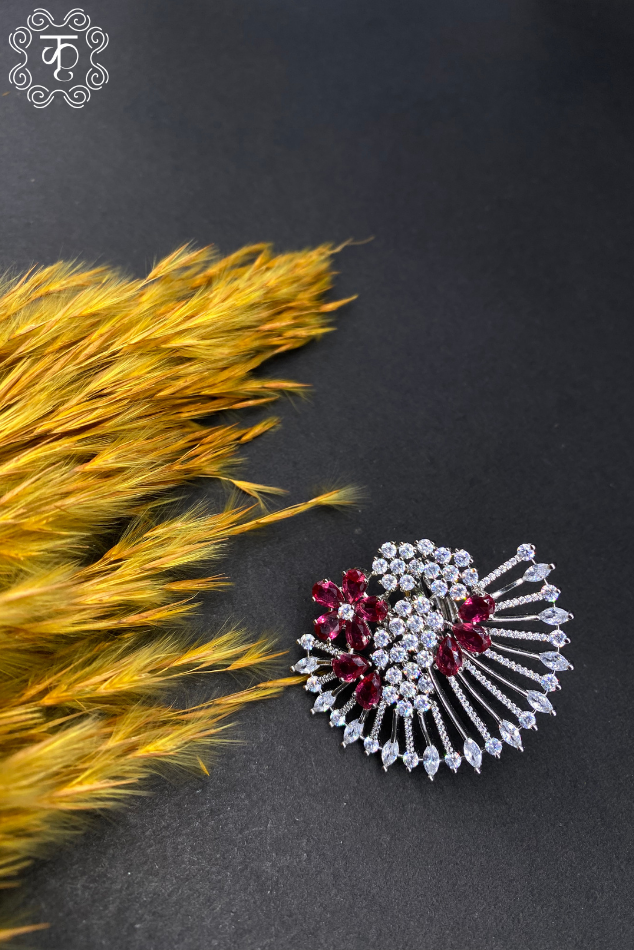 Silver AD with Red Stone Ring - Image 3