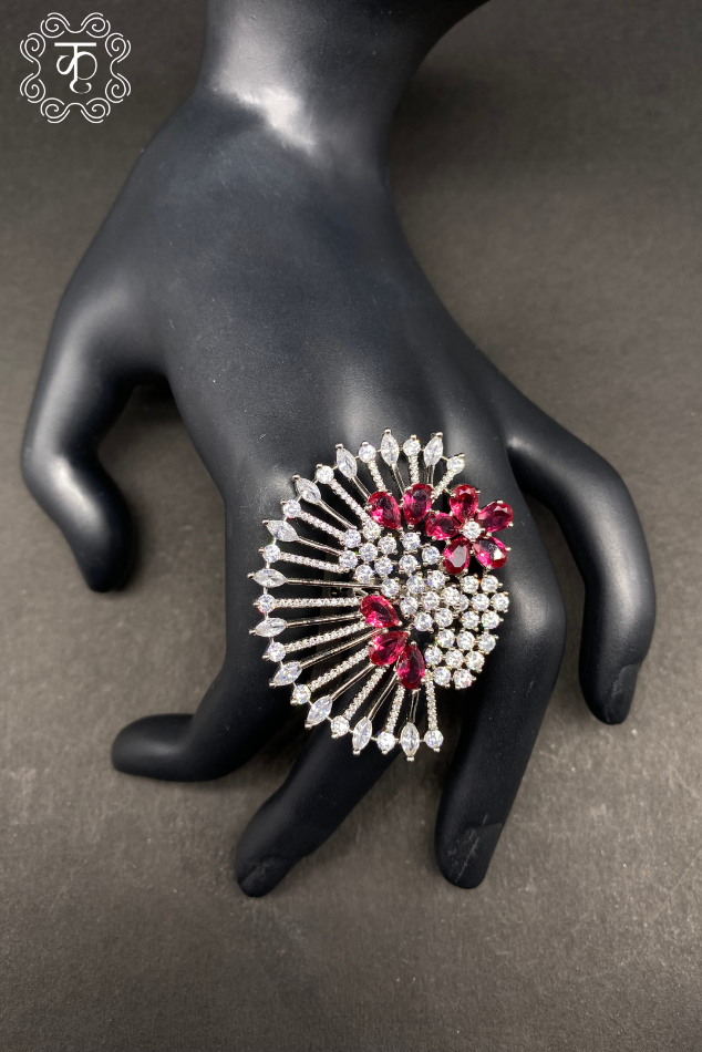 Silver AD with Red Stone Ring - Image 4