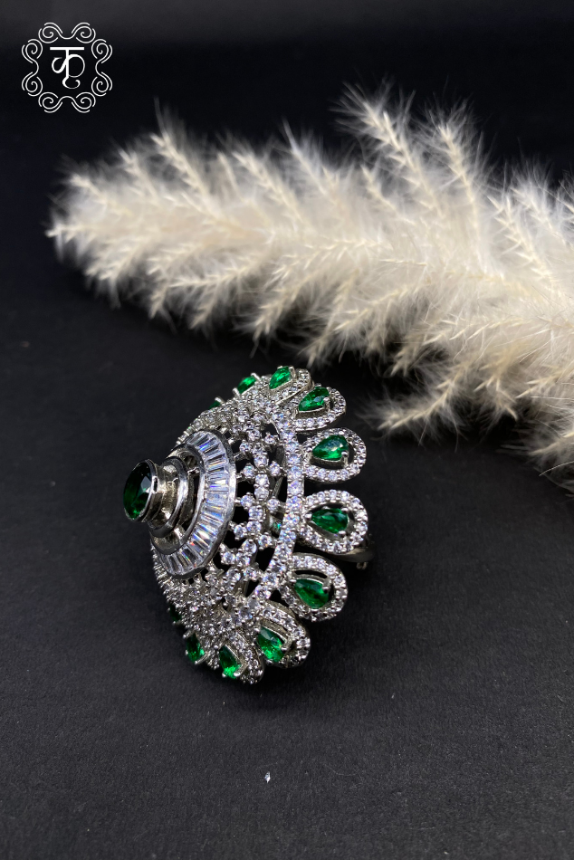 Silver & Green AD Ring - Image 3