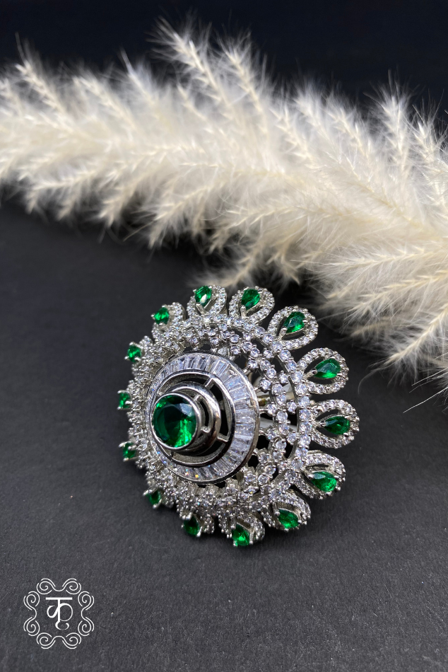 Silver & Green AD Ring - Image 2