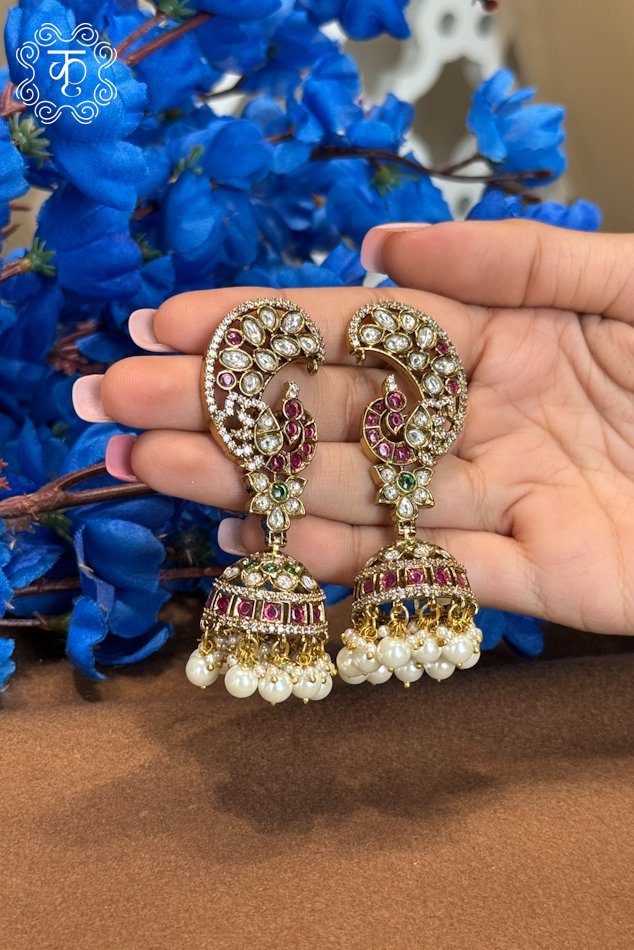 EarRings - Gold Red White - Image 2