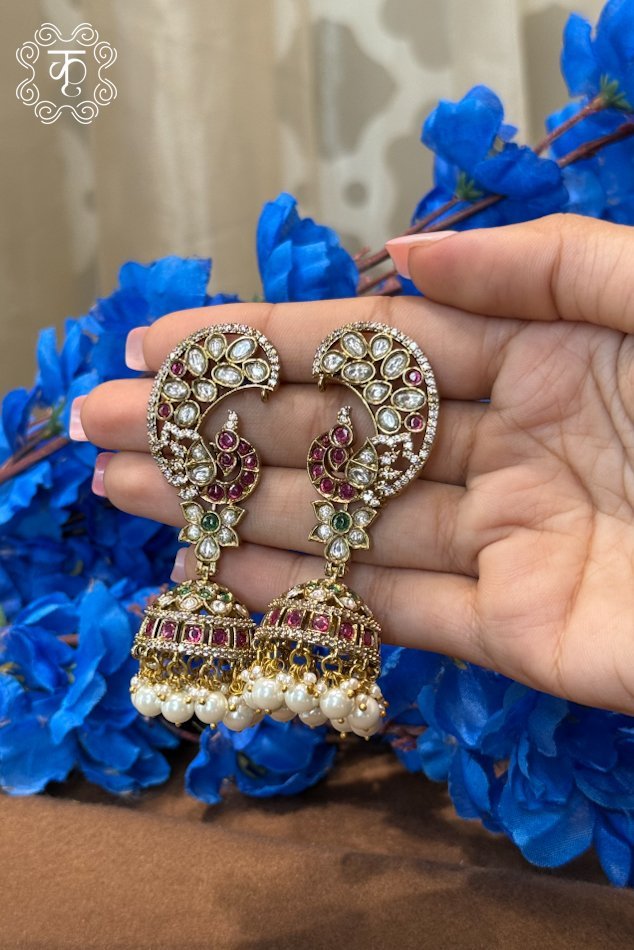 EarRings - Gold Red White - Image 3