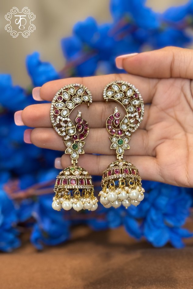 EarRings - Gold Red White - Image 4