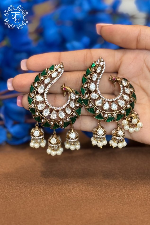 EarRings - Green White - Image 2