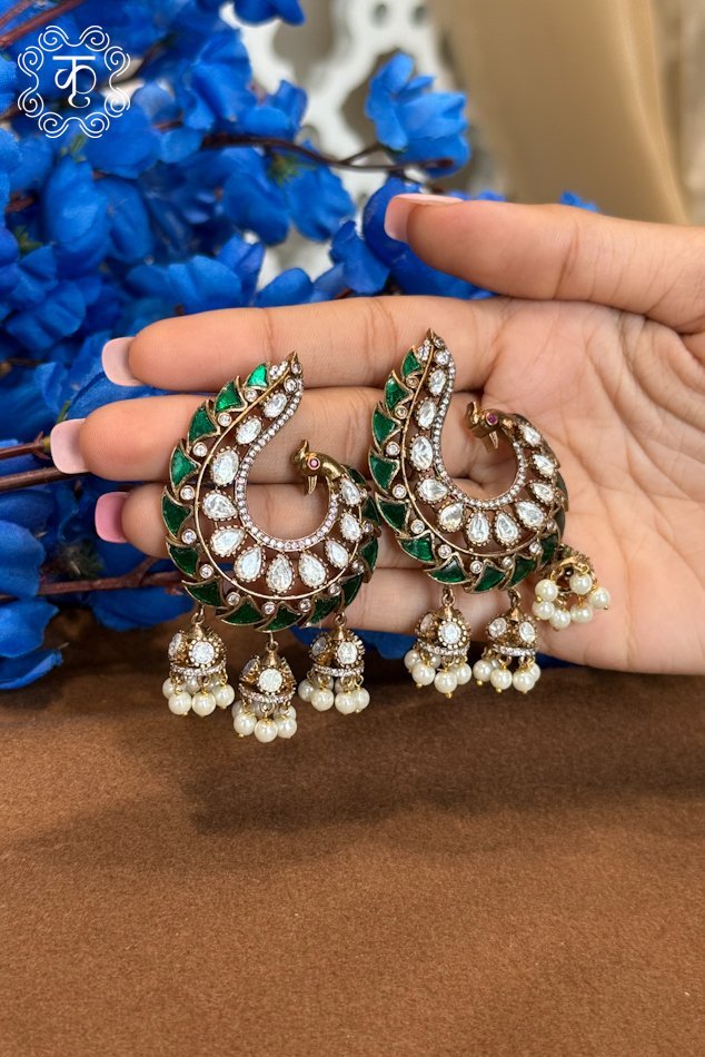 EarRings - Green White - Image 3