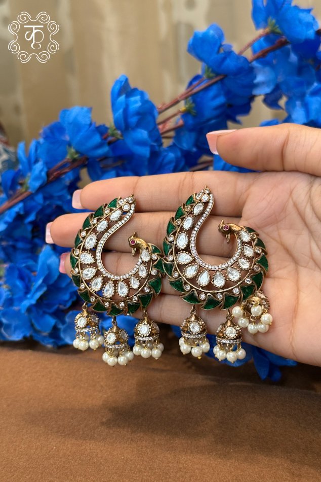 EarRings - Green White - Image 4