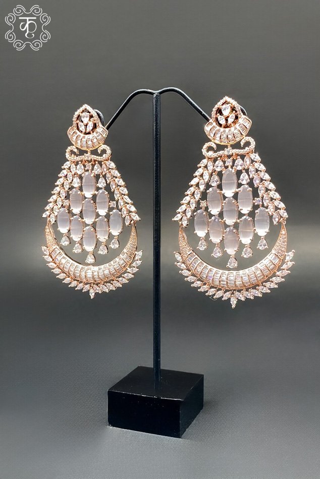 Rose Gold White AD Earrings - Image 3