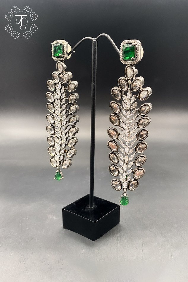 Oxidised with green and silver AD Kundan - Image 3