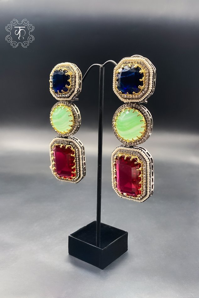 Tricolor AD Earrings - Image 3